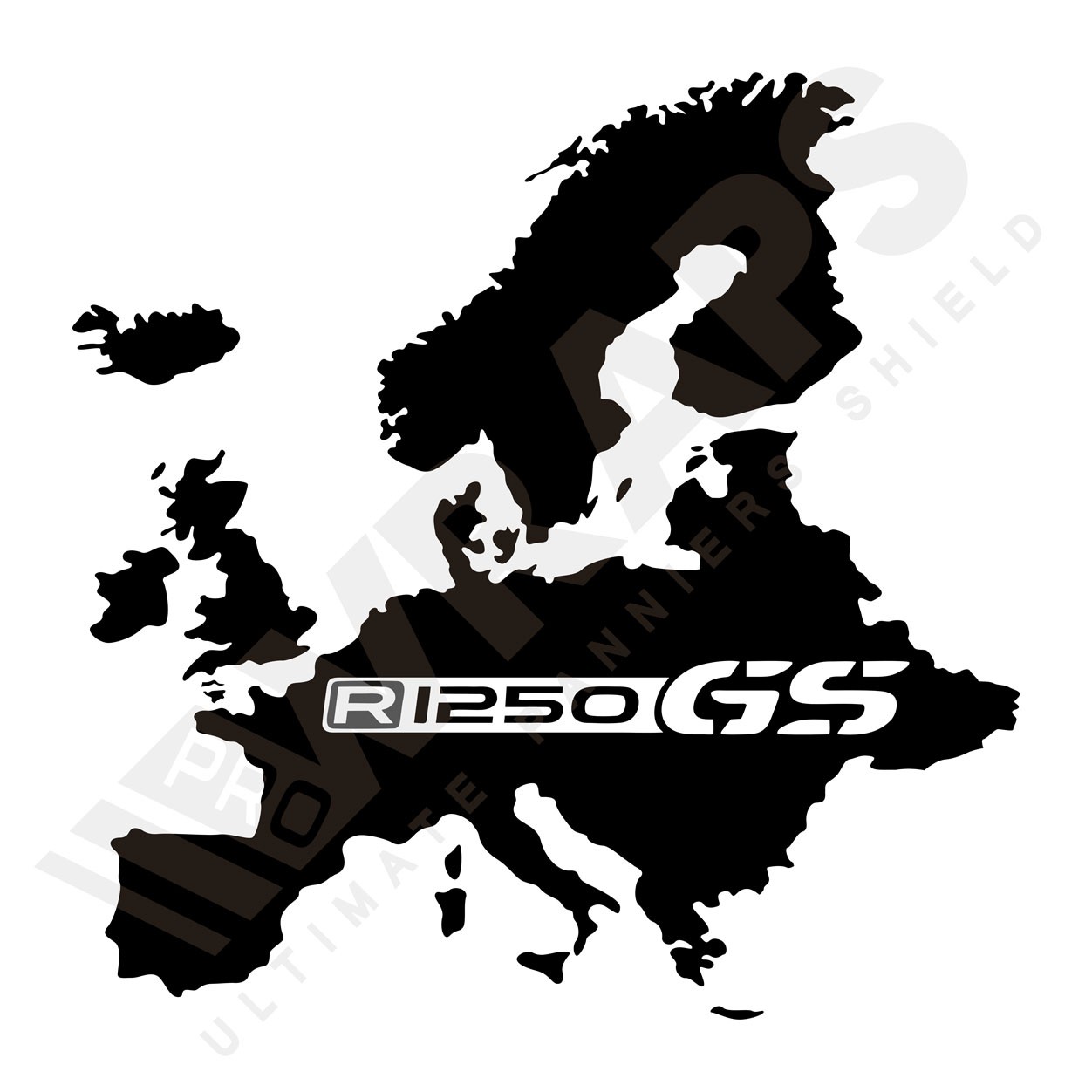 Sticker Europe R1250 GS Color Black matt Size 19 x 19 cm
