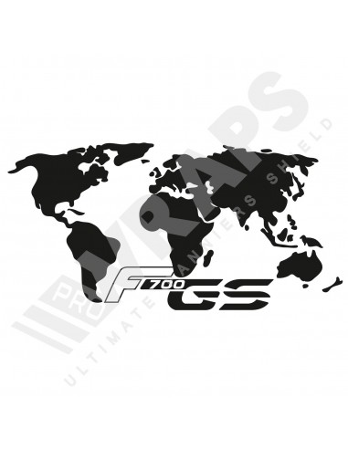 Naklejka F700GS mapa świata