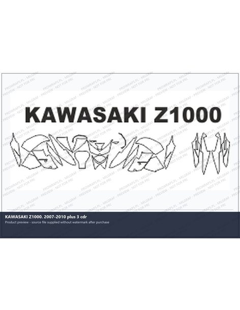PPF Template - KAWASAKI Z1000. 2007-2010 plus 3 cdr
