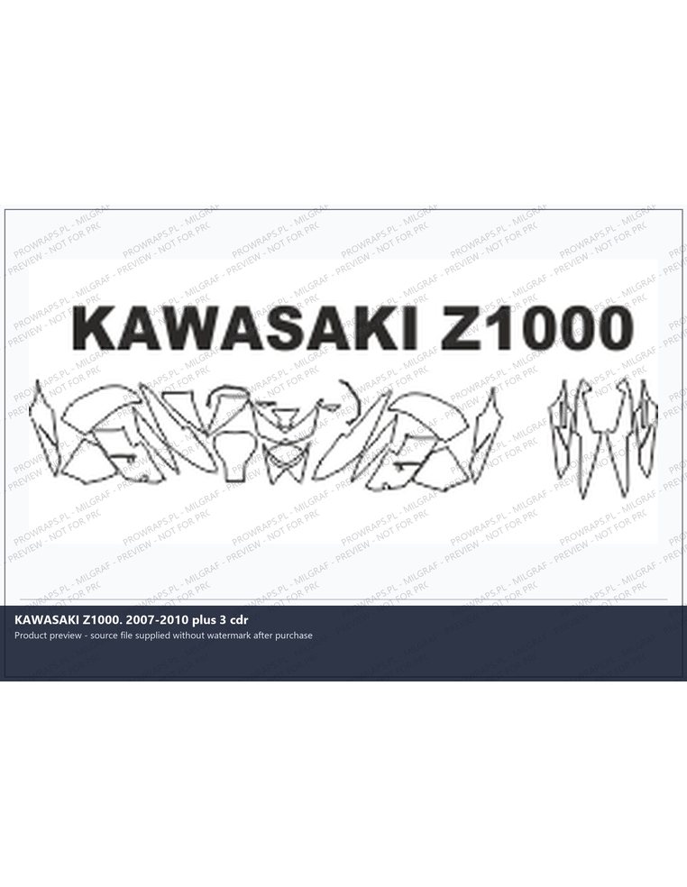 PPF Template - KAWASAKI Z1000. 2007-2010 plus 3 cdr