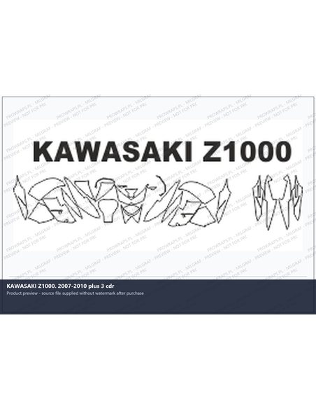 PPF Template - KAWASAKI Z1000. 2007-2010 plus 3 cdr