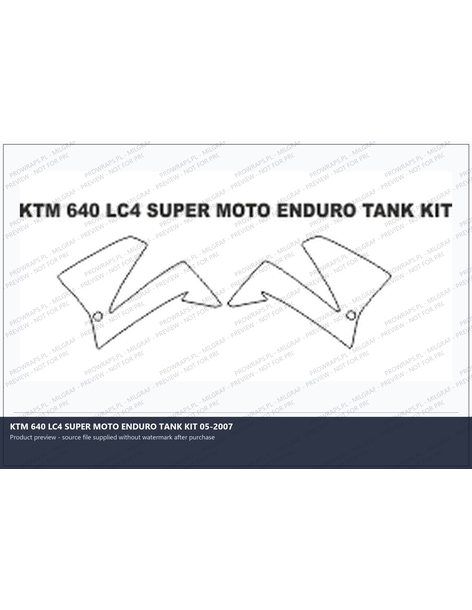PPF Template - KTM 640 LC4 SUPER MOTO ENDURO TANK KIT 05-2007