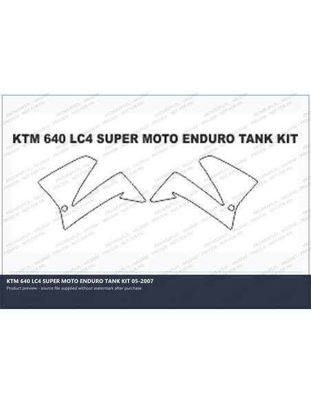 PPF Template - KTM 640 LC4 SUPER MOTO ENDURO TANK KIT 05-2007