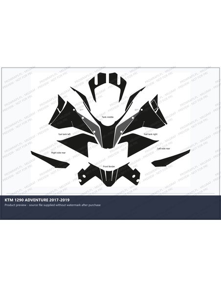 PPF Template - KTM 1290 ADVENTURE 2017-2019