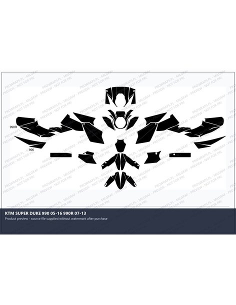 PPF Template - KTM SUPER DUKE 990 05-16 990R 07-13