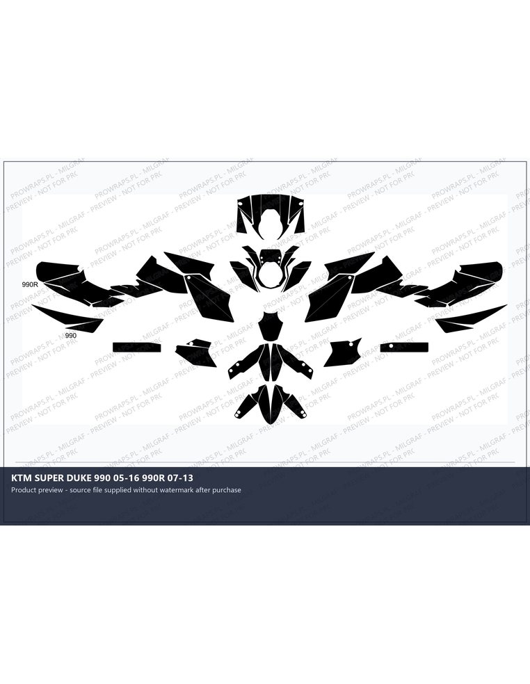 PPF Template - KTM SUPER DUKE 990 05-16 990R 07-13