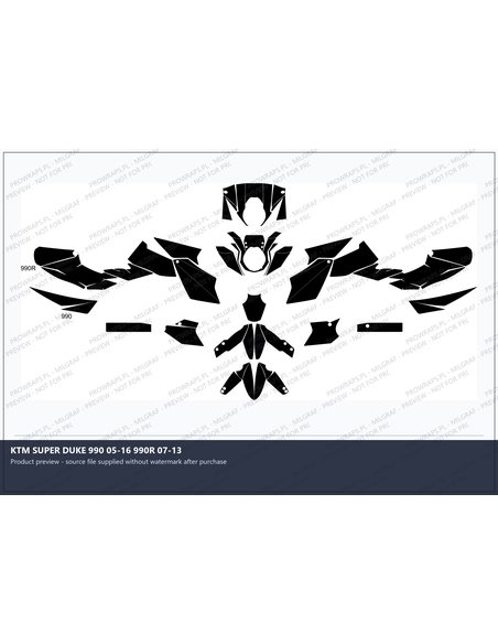 PPF Template - KTM SUPER DUKE 990 05-16 990R 07-13