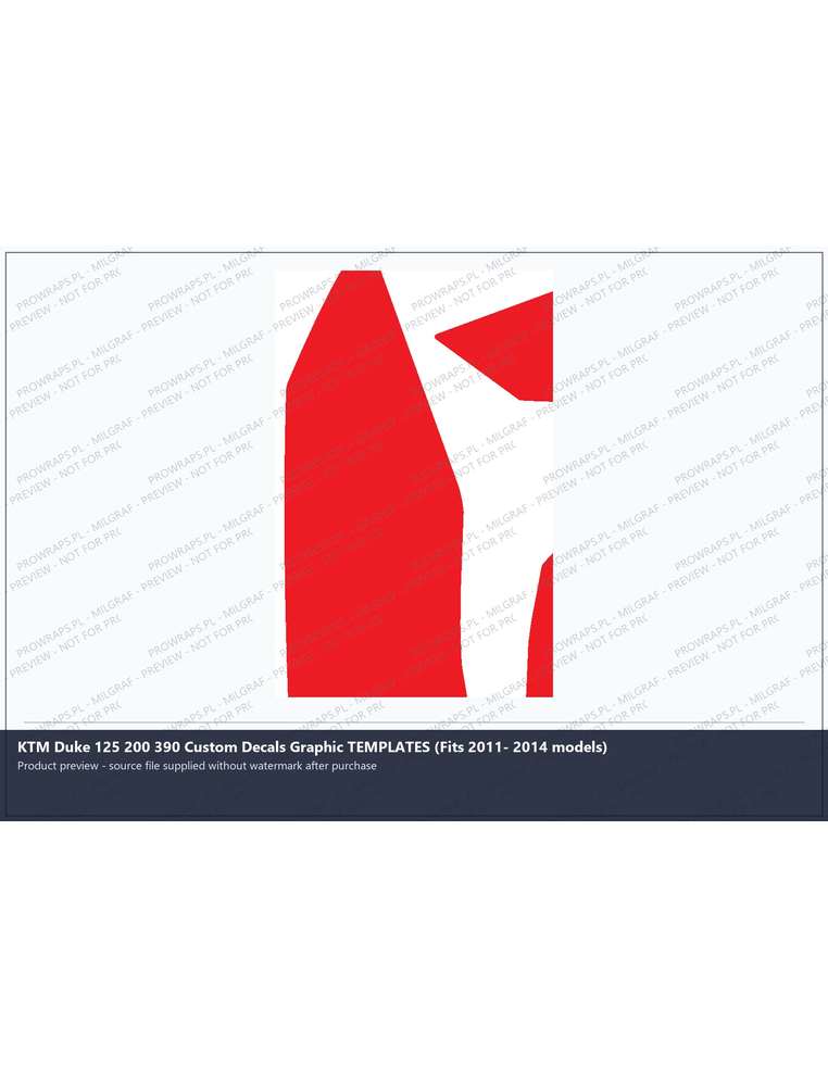 PPF Template - KTM Duke 125 200 390 Custom Decals Graphic TEMPLATES (Fits 2011- 2014 models)